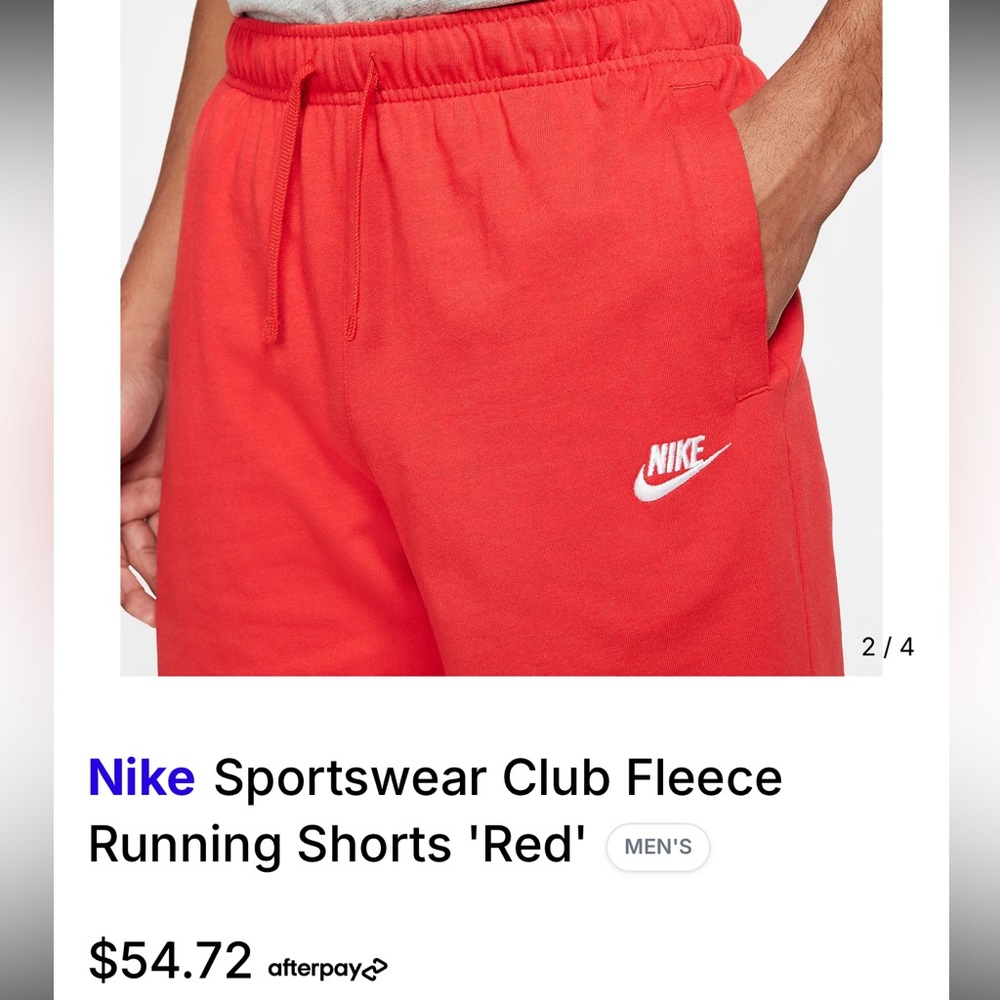 NIKE Men's XL Red Casual Athletic Sports Drawstring Fleece Shorts w/pockets GUC - Picture 5 of 14